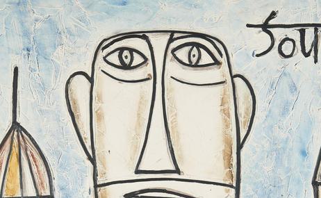 Abstract artwork of man's face by francis newton souza.