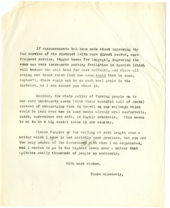 Letter from Benjamin Britten to Kenneth Robinson MP, May 1965