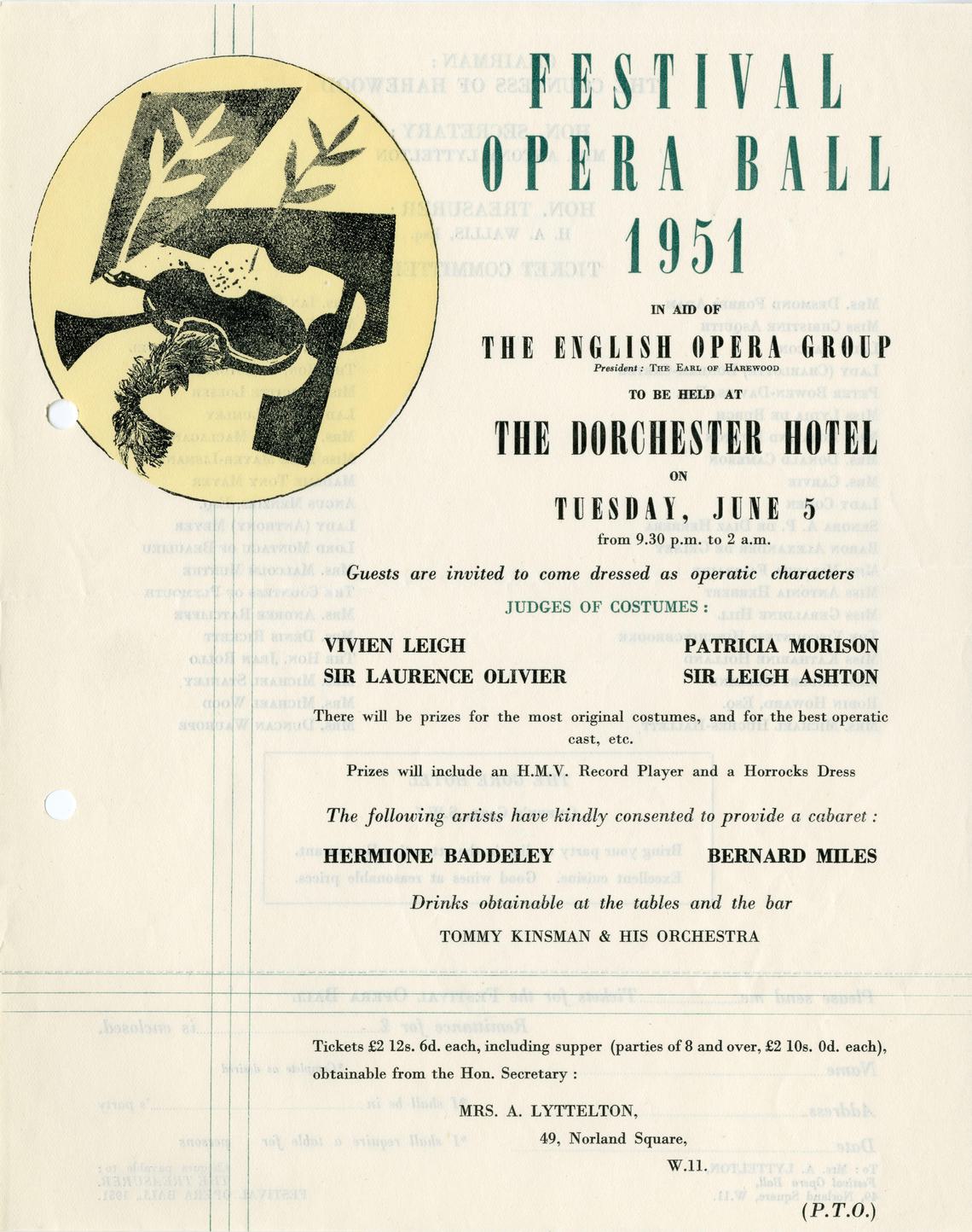 Document showing information about an opera ball.