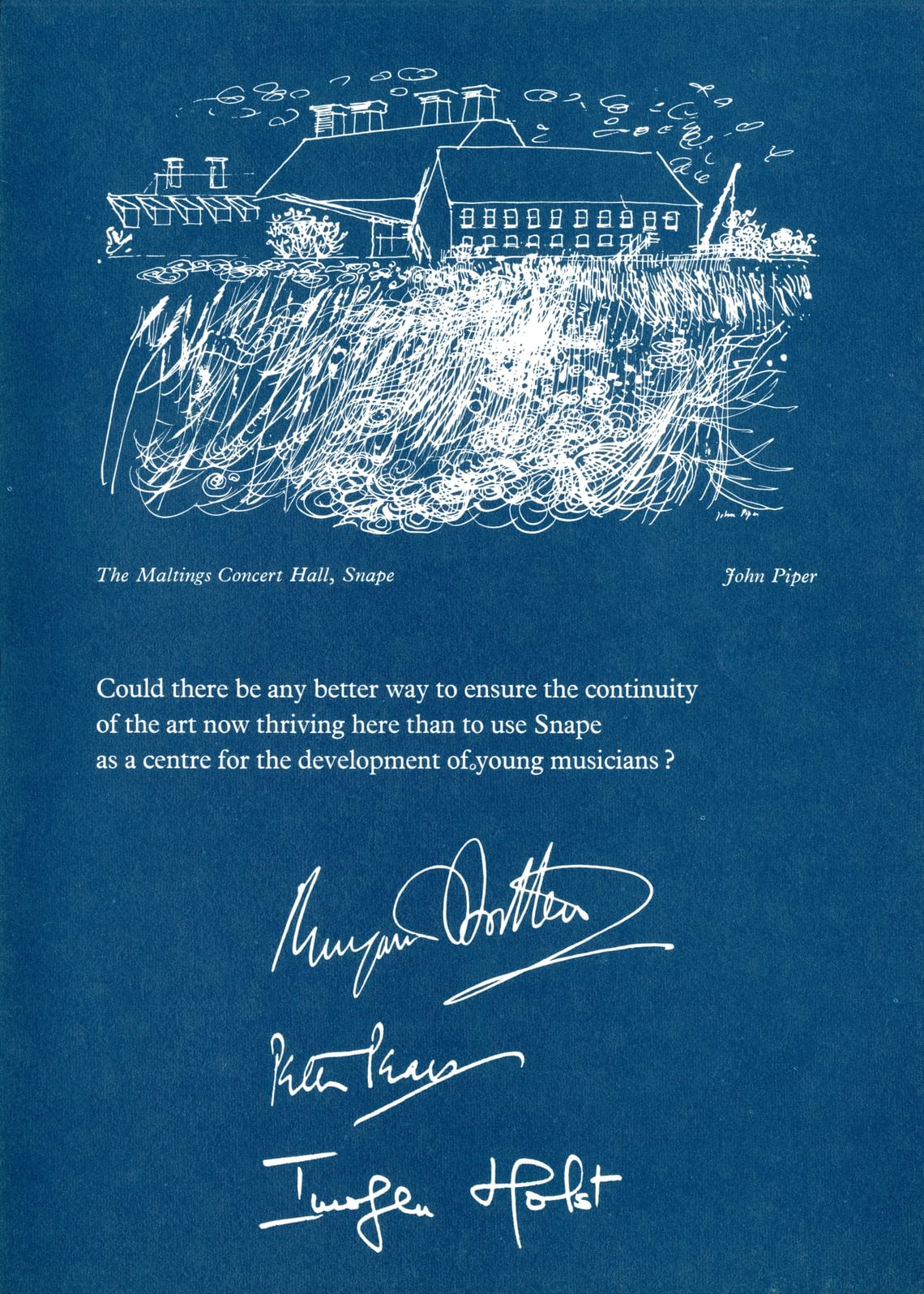 Leaflet for the appeal launched under the names of Britten, Pears and Holst which aimed to raise £600,000