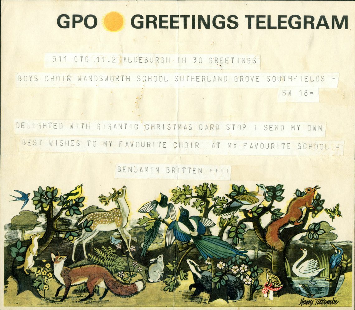 Telegram from Britten to the Boys’ Choir