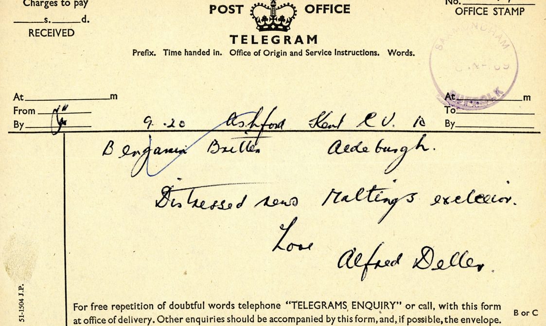 Telegram from Alfred Deller