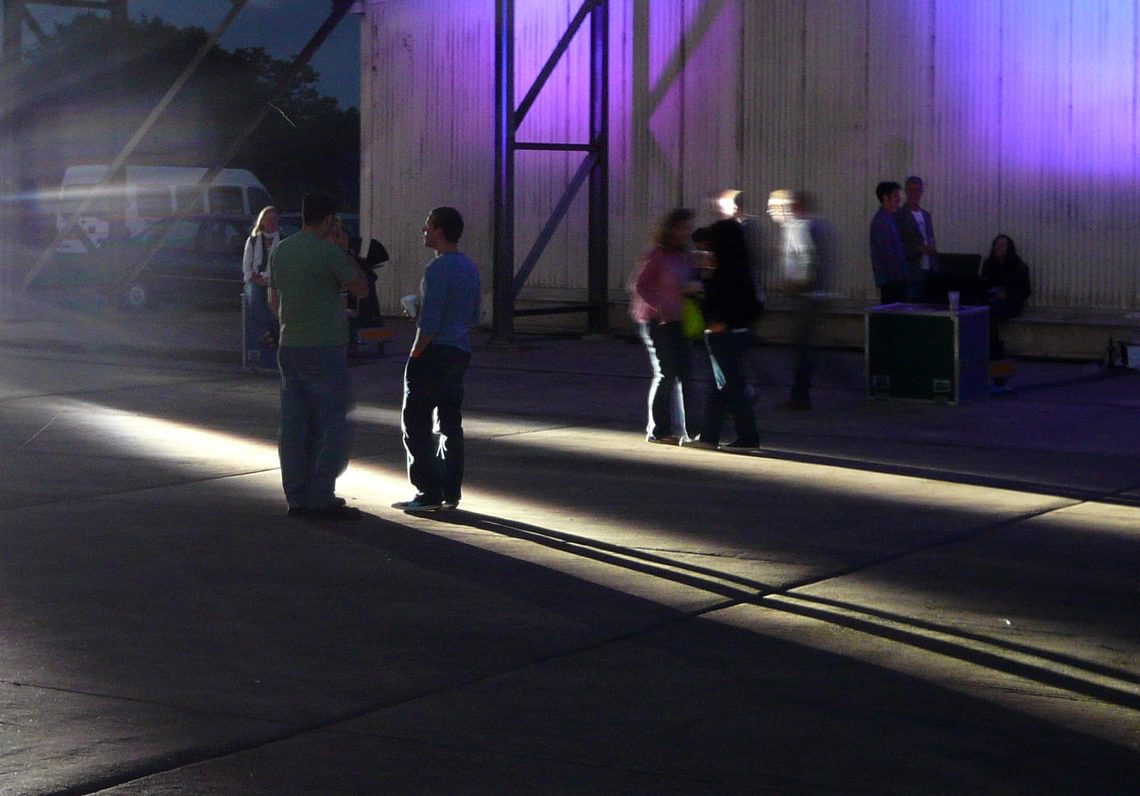 The audience arrives at the abandoned Bentwaters Airbase