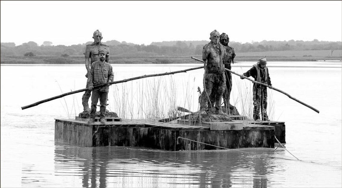 Laurence Edwards Creek Men, floating on a barge on the Alde