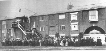 An old black and white picture of Snape Maltings