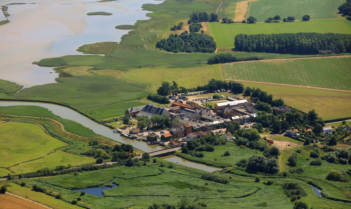 Aerial shot of the Snape Maltings site