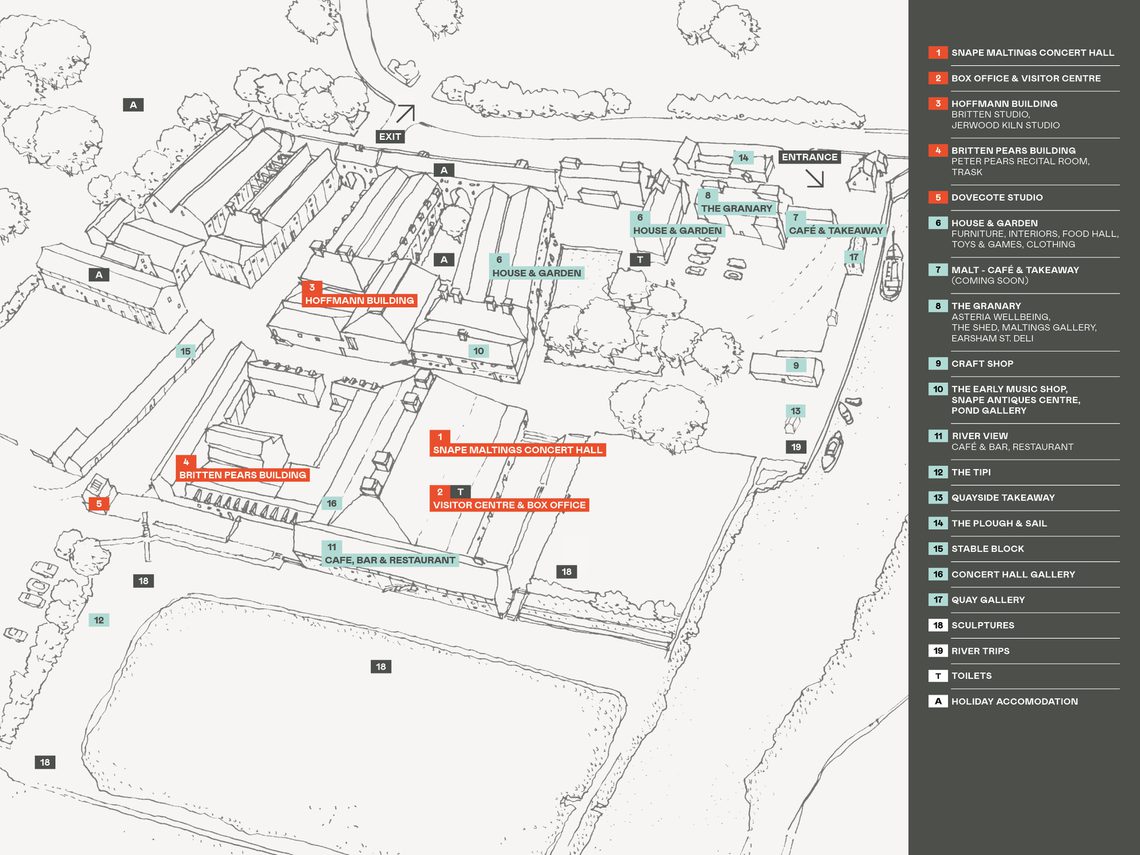 A map of the Snape Maltings site.