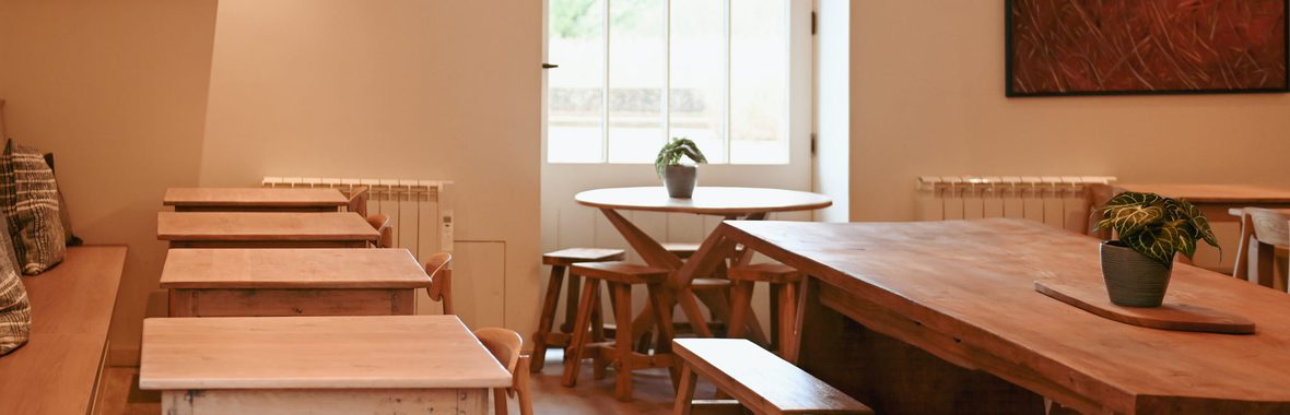 Tables, chairs and bench at Malt cafe