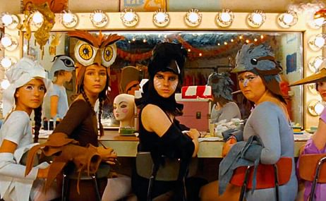 Children in animal headdresses in front of a hollywood-style mirror in a still from Moonrise Kingdom, dir Wes Anderson, 2012