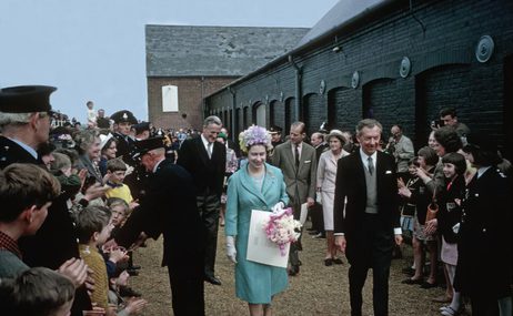 Queen Elizabeth II walking with Benjamin Britten