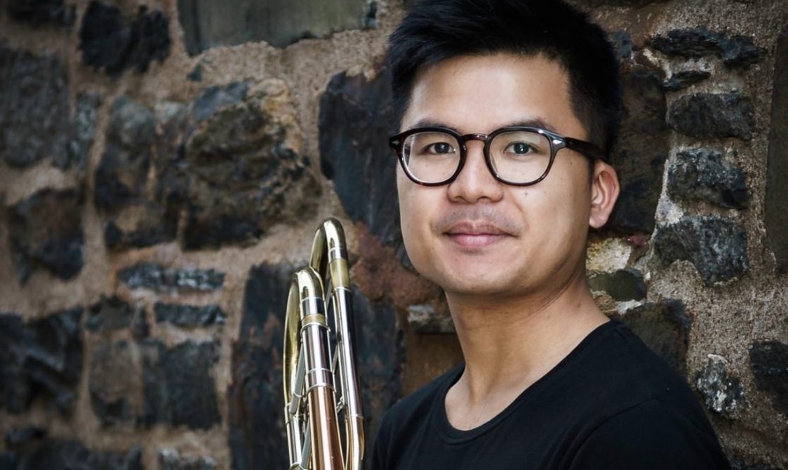 Kalun Leung portrait with Trombone