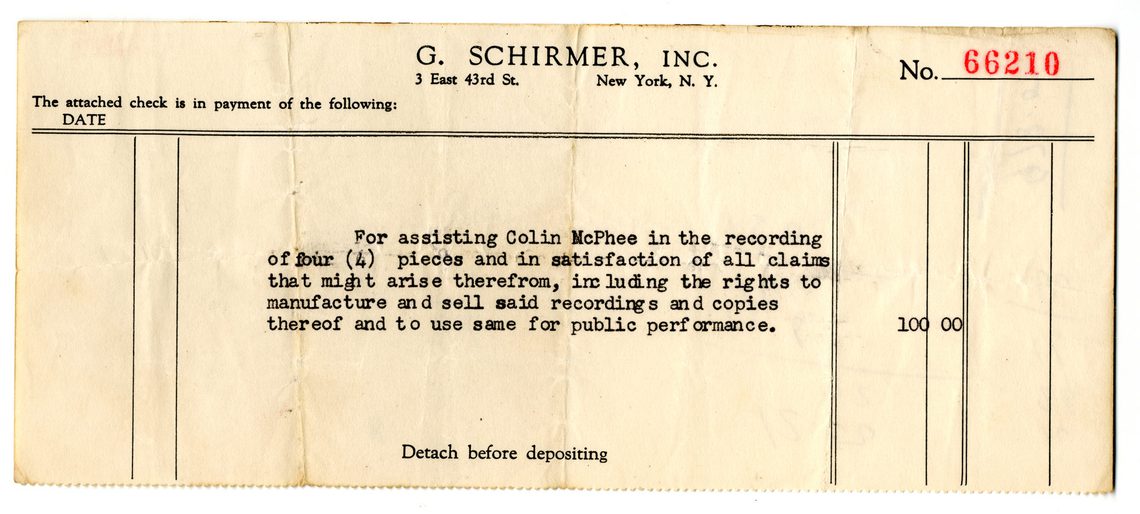 Britten’s payment for taking part in the recording