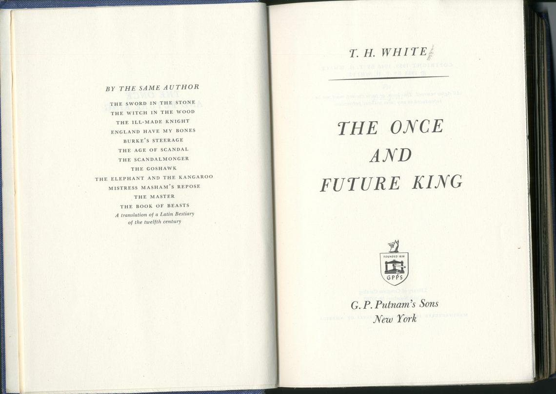 Britten’s copy of T.H. White, The Once and Future King, New York: G. P. Putnam, 1958, inscribed by the author.