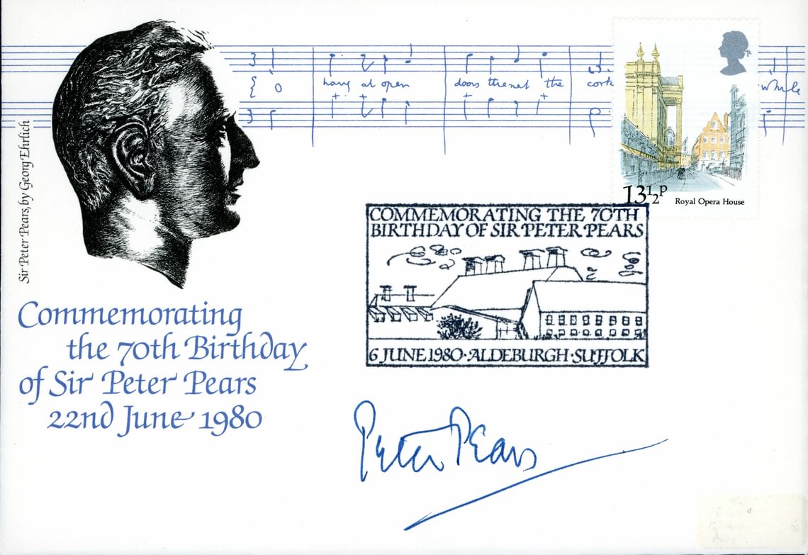First day cover issued to celebrate Pears's 70th birthday